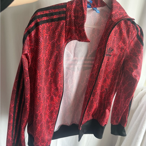 Adidas Red Snake-Print Trefoil Track Jacket - Picture 2 of 3